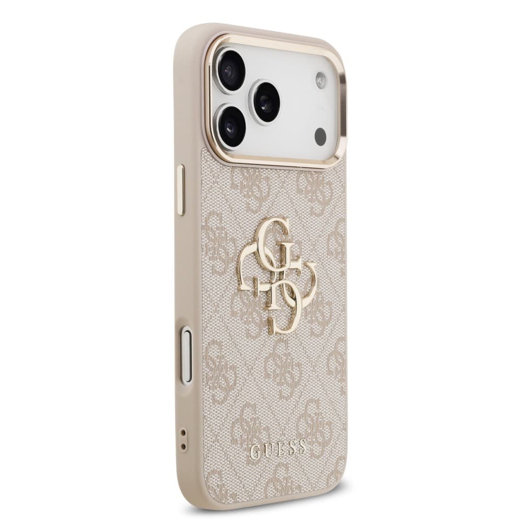 Zadní kryt Guess PU Leather 4G Metal Logo Gold Frame MagSafe pro iPhone 17 Pro Max Pink - náhled 4