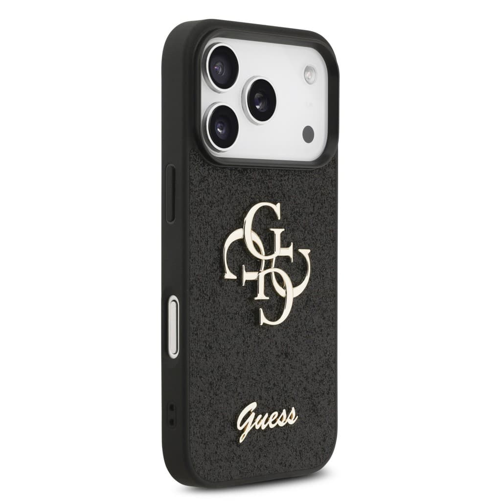 Zadní kryt Guess PU Fixed Glitter 4G Metal Logo pro iPhone 17 Pro Black - náhled 4