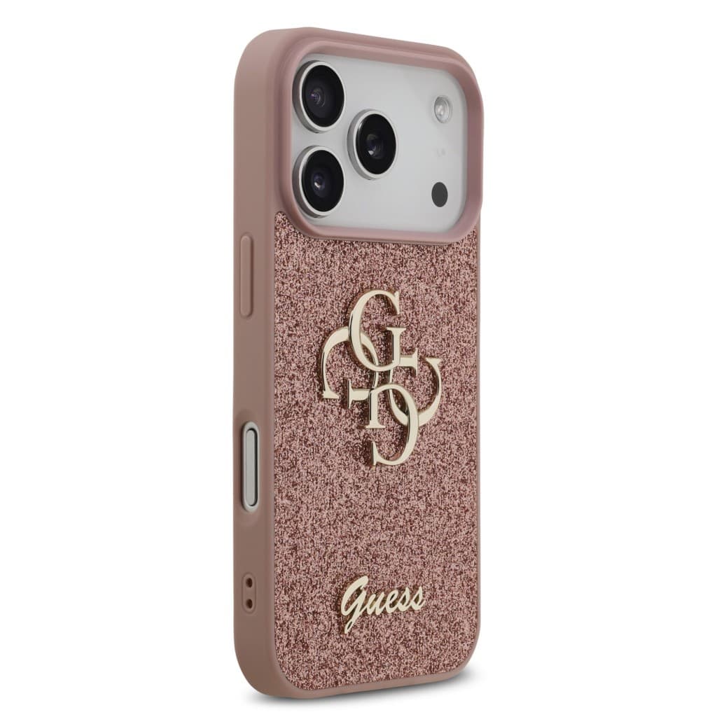 Zadní kryt Guess PU Fixed Glitter 4G Metal Logo pro iPhone 17 Pro Pink - náhled 4