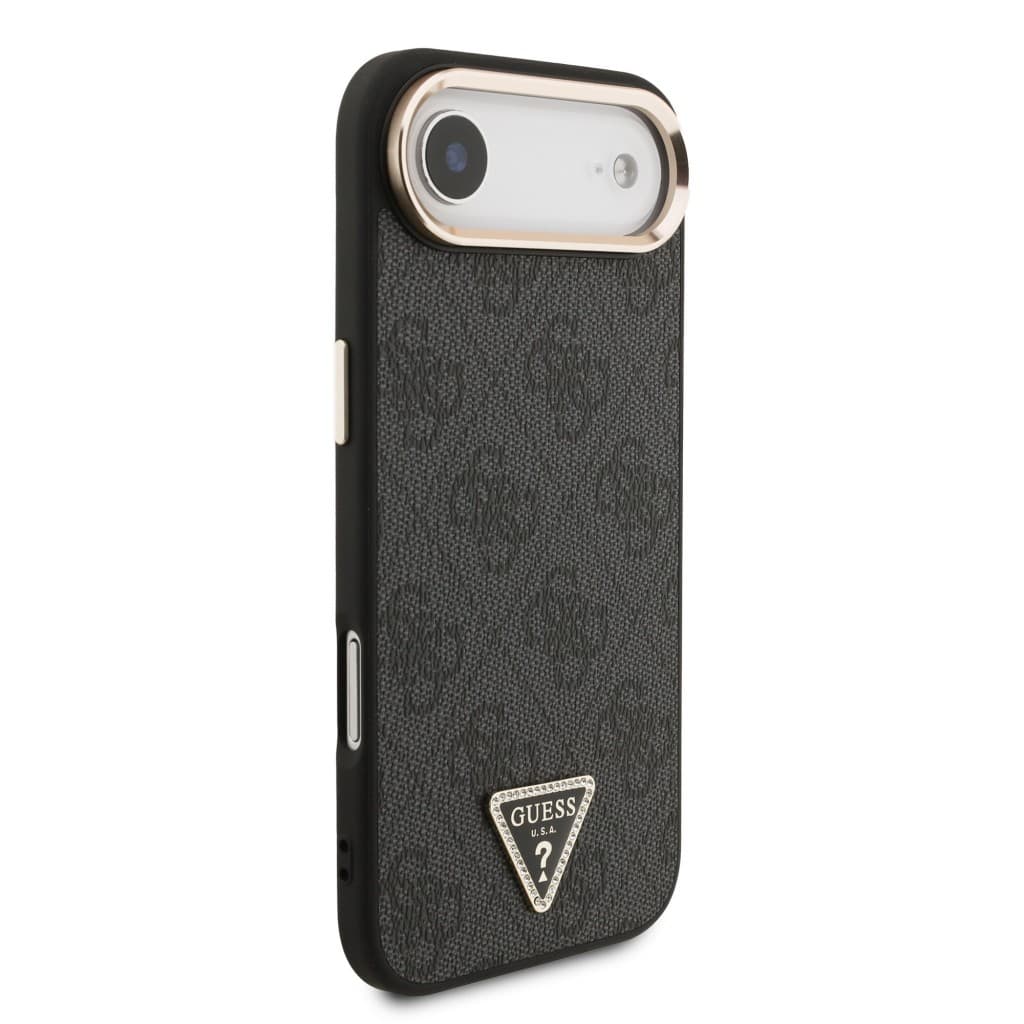 Zadní kryt Guess PU Leather 4G Triangle Logo Gold Frame MagSafe pro iPhone 17 Air Black - náhled 4