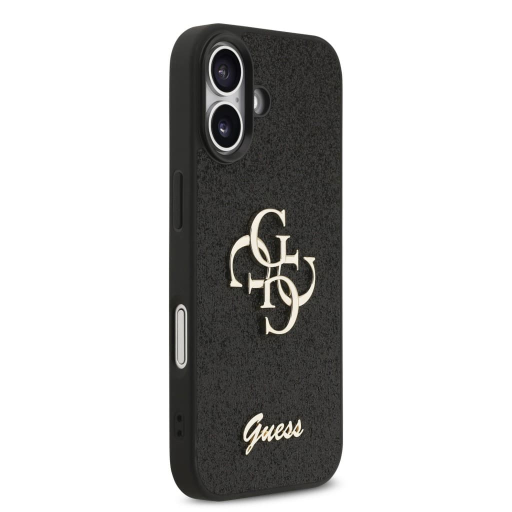 Zadní kryt Guess PU Fixed Glitter 4G Metal Logo pro iPhone 17 Black - náhled 4