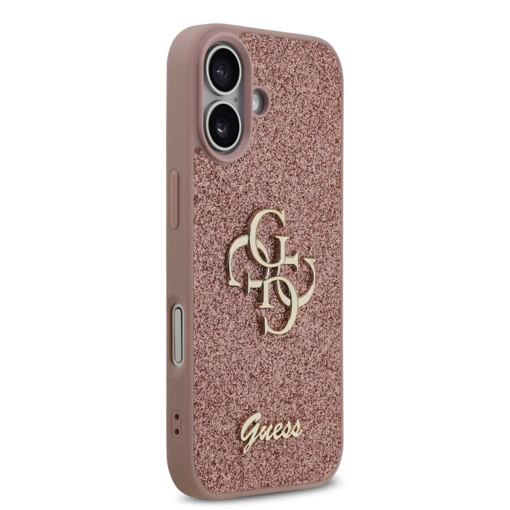 Zadní kryt Guess PU Fixed Glitter 4G Metal Logo pro iPhone 17 Pink - náhled 4