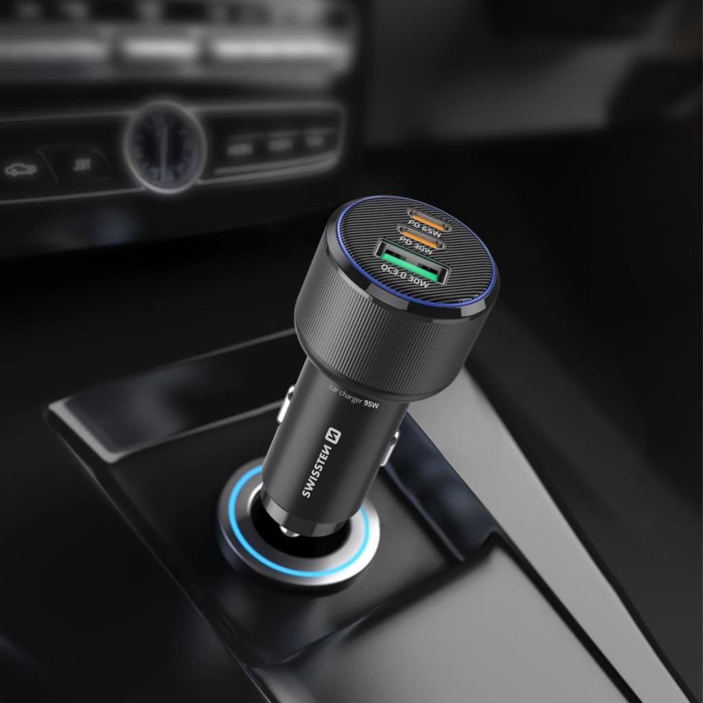 Adaptér do auta Swissten s funkcí rychlonabíjení 2USB-A, 2x USB-C PD 95W černý - náhled 4