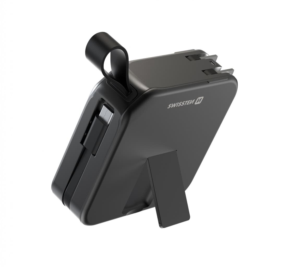 Powerbank Swissten all-in-one Pro s vyměnitelnými vidlicemi (usa, eu, uk) 10000 mAh 20W černá - náhled 4