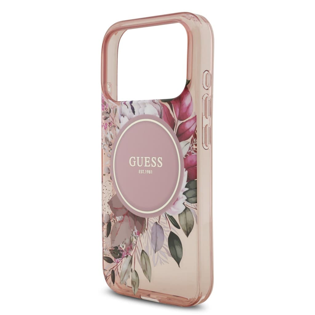Zadní kryt Guess IML Flowers Strap MagSafe pro iPhone 17 Pro Pink - náhled 4
