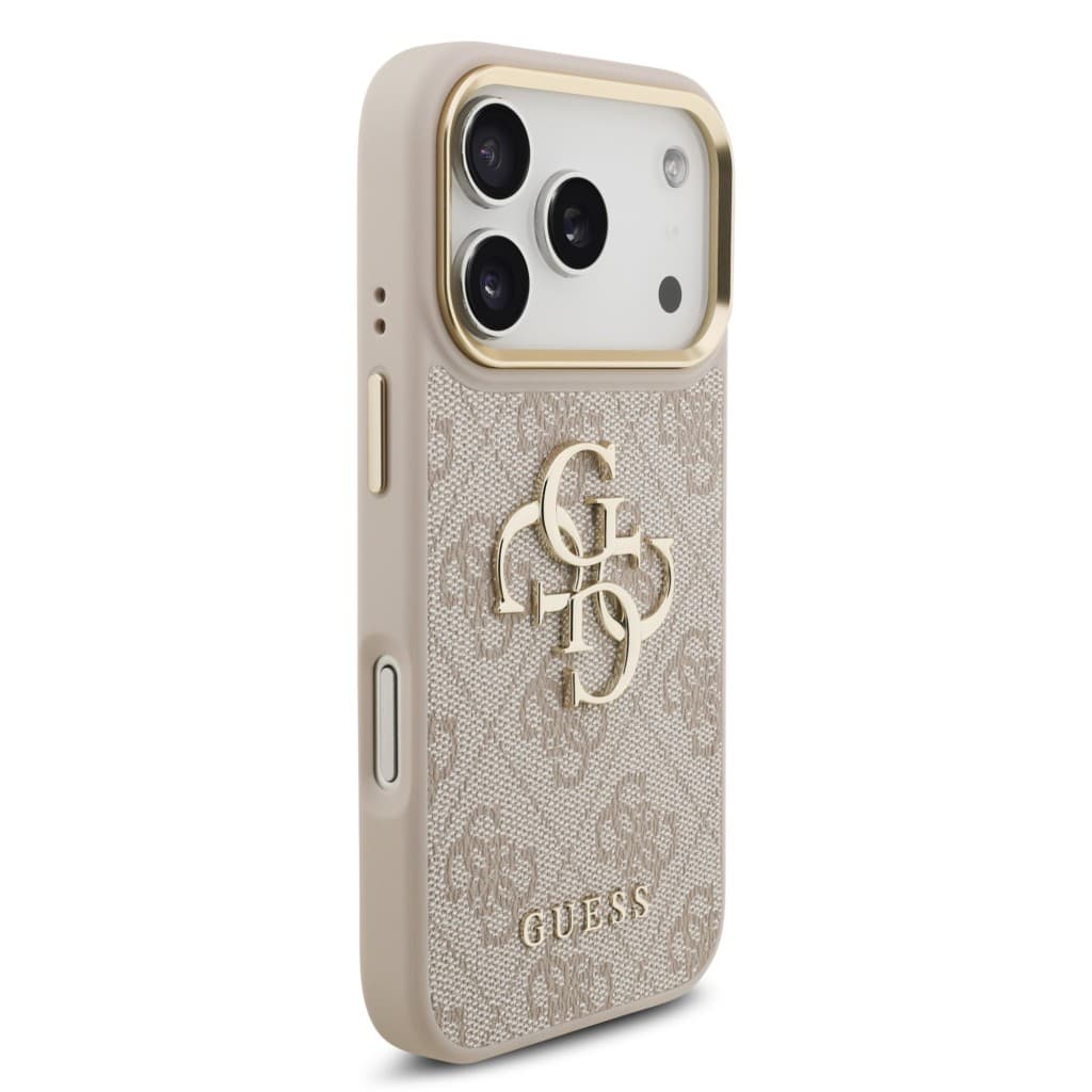 Zadní kryt Guess PU Leather 4G Metal Logo Gold Frame MagSafe pro iPhone 17 Pro Pink - náhled 4