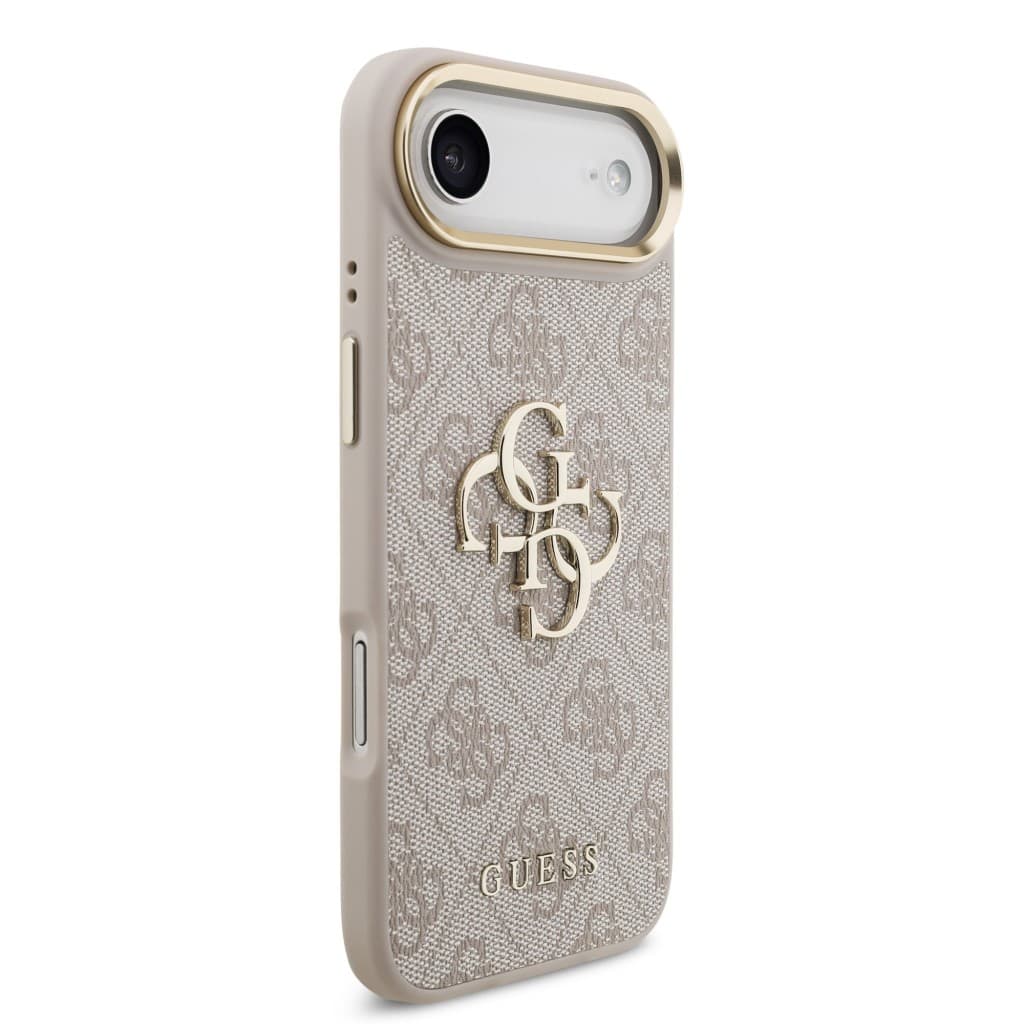 Zadní kryt Guess PU Leather 4G Metal Logo Gold Frame MagSafe pro iPhone 17 Air Pink - náhled 4