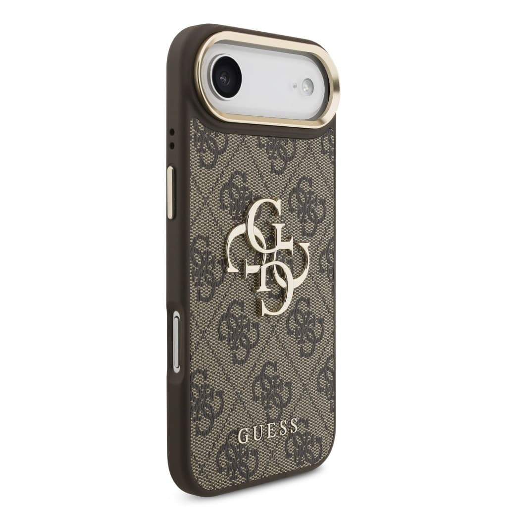 Zadní kryt Guess PU Leather 4G Metal Logo Gold Frame MagSafe pro iPhone 17 Air Brown - náhled 4