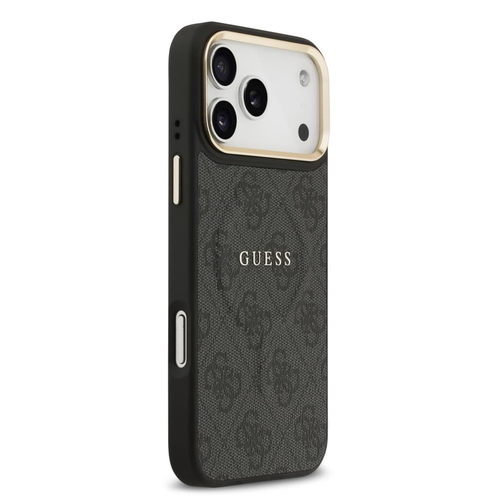 Zadní kryt Guess PU Leather 4G Gold Frame MagSafe pro iPhone 17 Pro Max Black - náhled 4