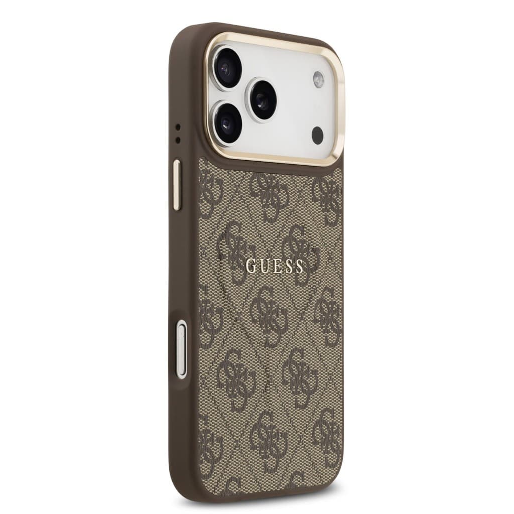 Zadní kryt Guess PU Leather 4G Gold Frame MagSafe pro iPhone 17 Pro Max Brown - náhled 4