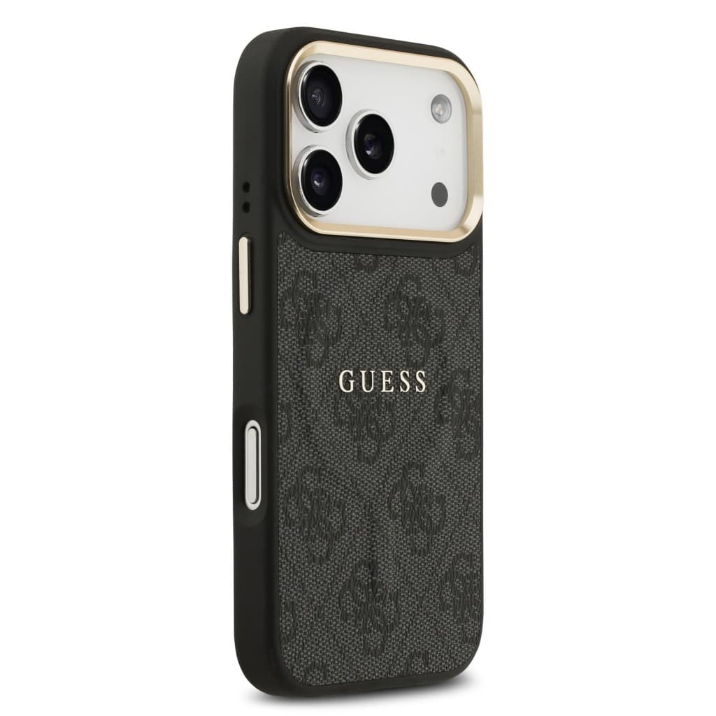 Zadní kryt Guess PU Leather 4G Gold Frame MagSafe pro iPhone 17 Pro Black - náhled 4