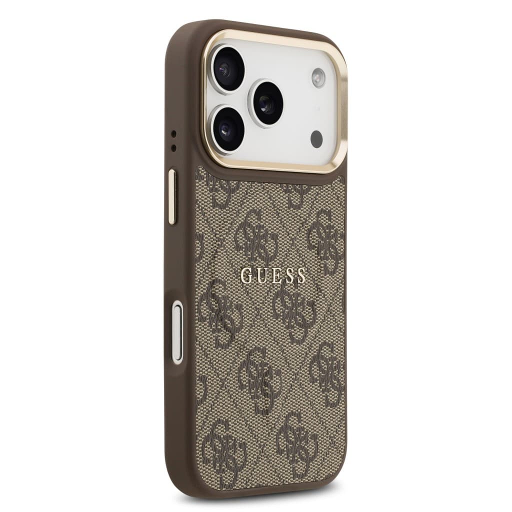 Zadní kryt Guess PU Leather 4G Gold Frame MagSafe pro iPhone 17 Pro Brown - náhled 4