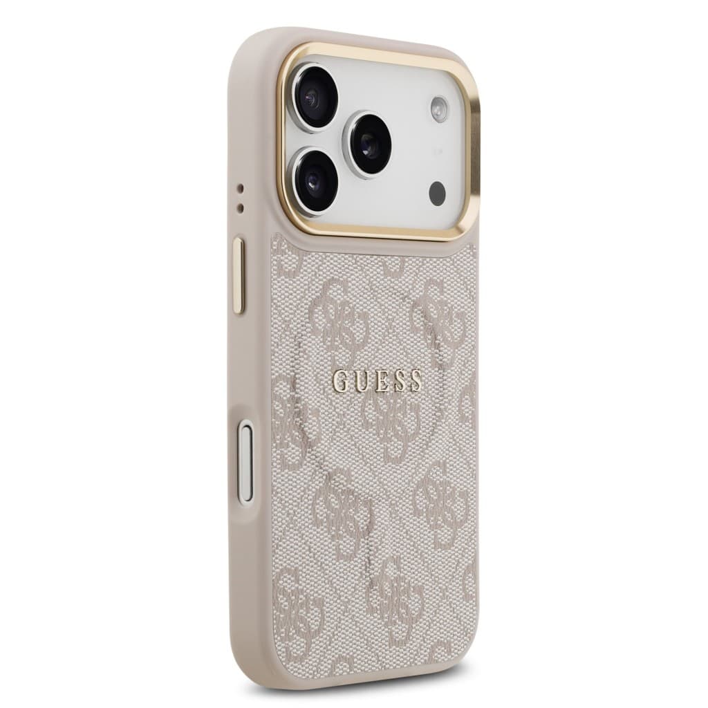 Zadní kryt Guess PU Leather 4G Gold Frame MagSafe pro iPhone 17 Pro Pink - náhled 4