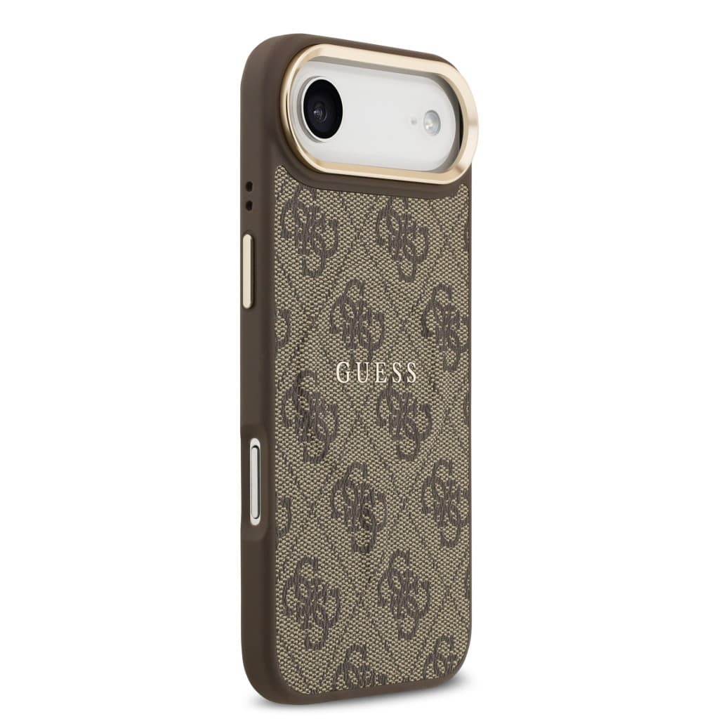 Zadní kryt Guess PU Leather 4G Gold Frame MagSafe pro iPhone 17 Air Brown - náhled 4