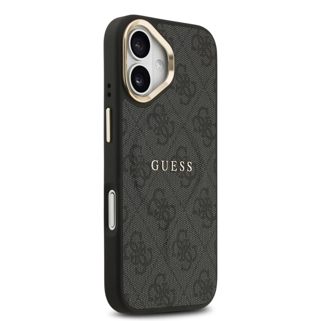 Zadní kryt Guess PU Leather 4G Gold Frame MagSafe pro iPhone 17 Black - náhled 4
