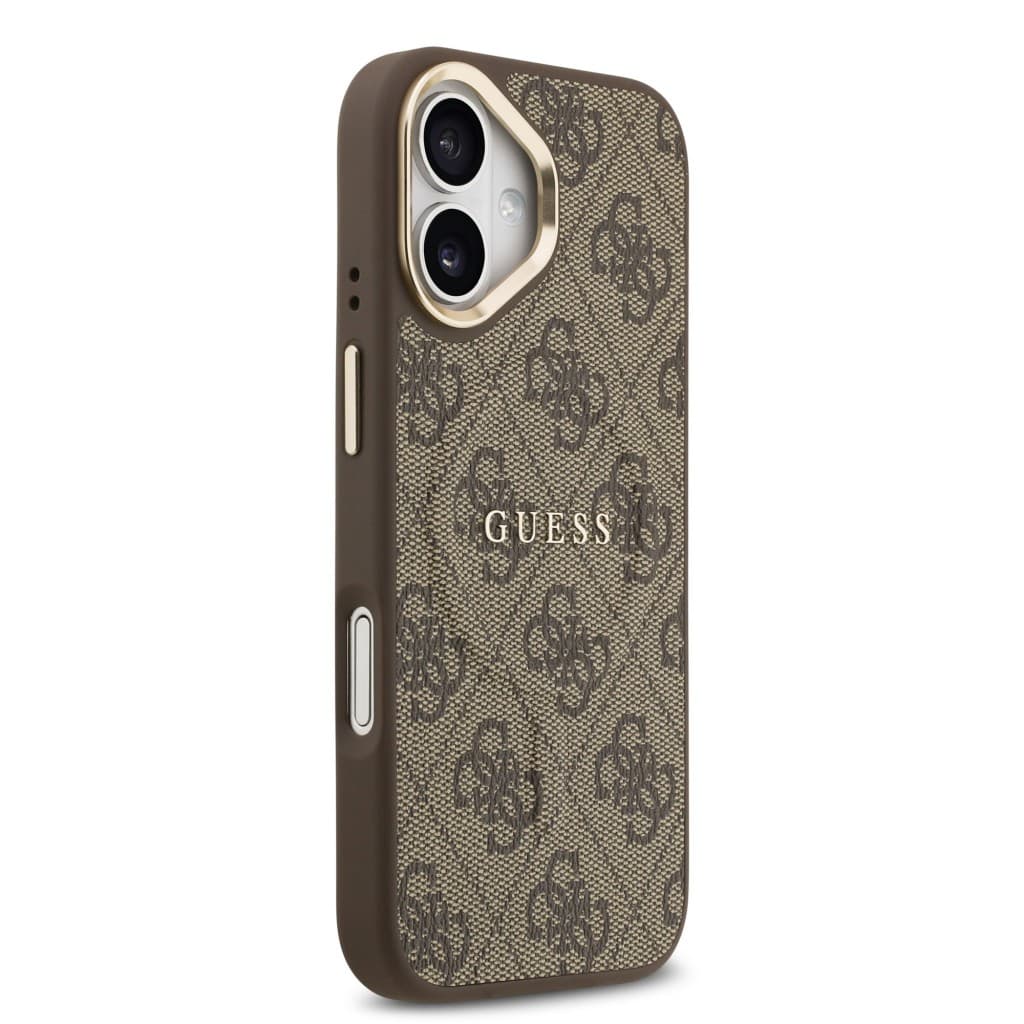 Zadní kryt Guess PU Leather 4G Gold Frame MagSafe pro iPhone 17 Brown - náhled 4
