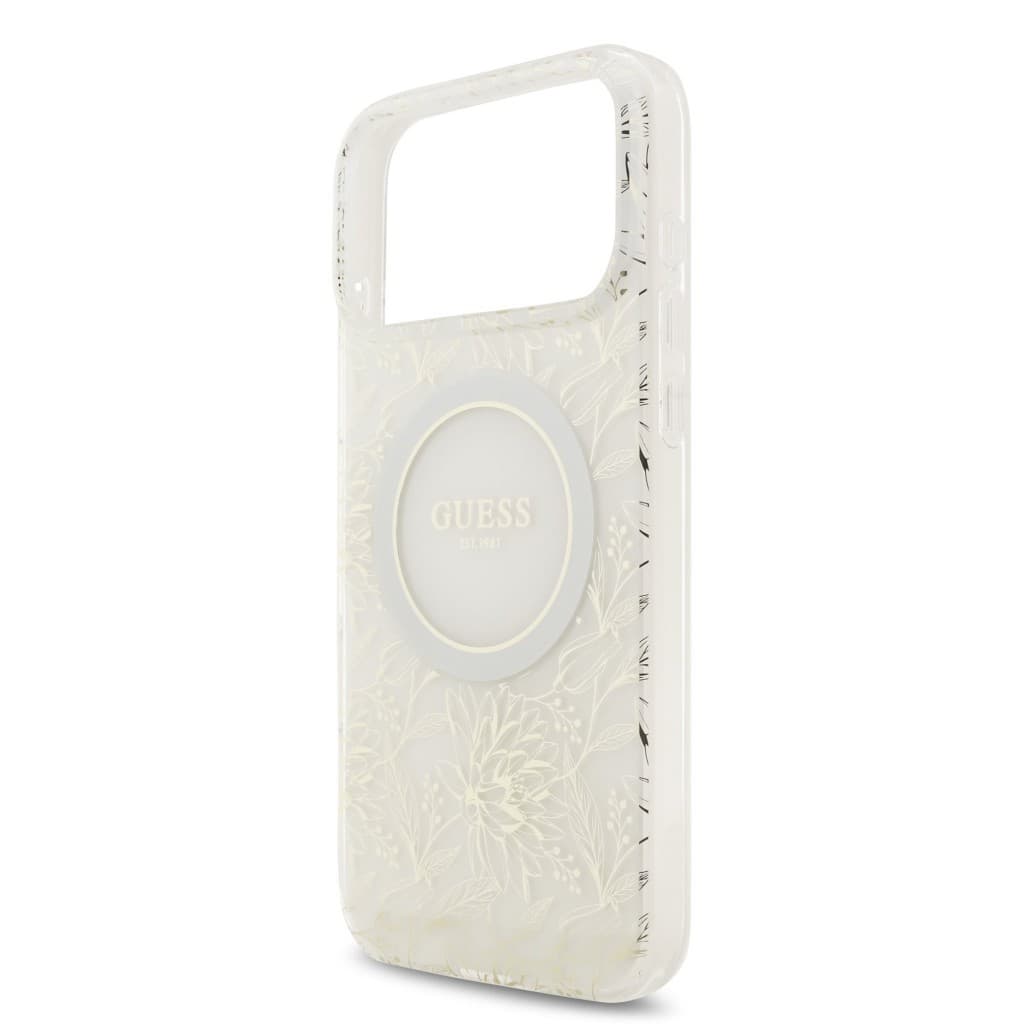 Zadní kryt Guess IML Flowers Allover Strap MagSafe pro iPhone 17 Pro Max White - náhled 4