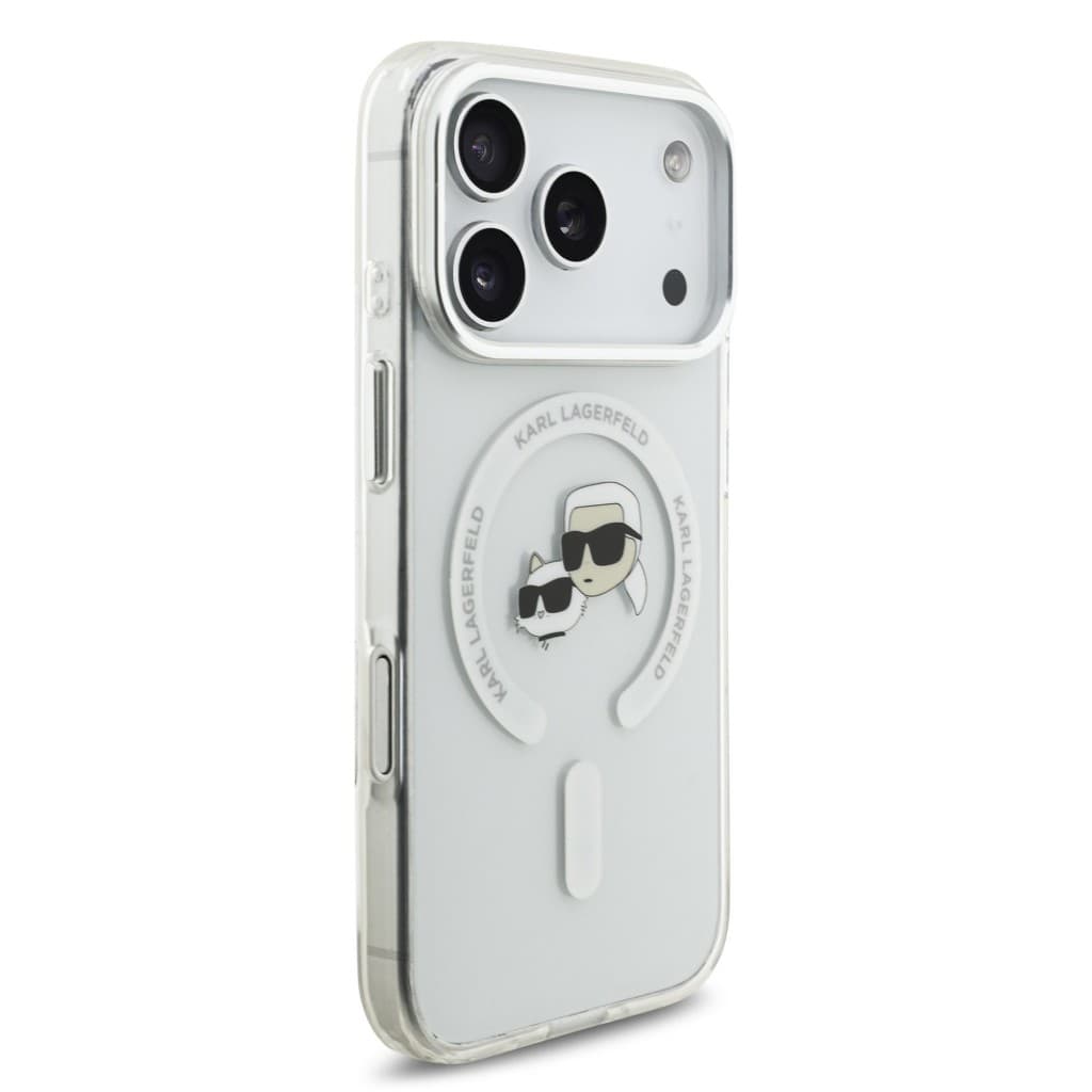 Zadní kryt Karl Lagerfeld IML K&amp;CH Heads Metal Frame MagSafe pro iPhone 17 Pro Transparent - náhled 4
