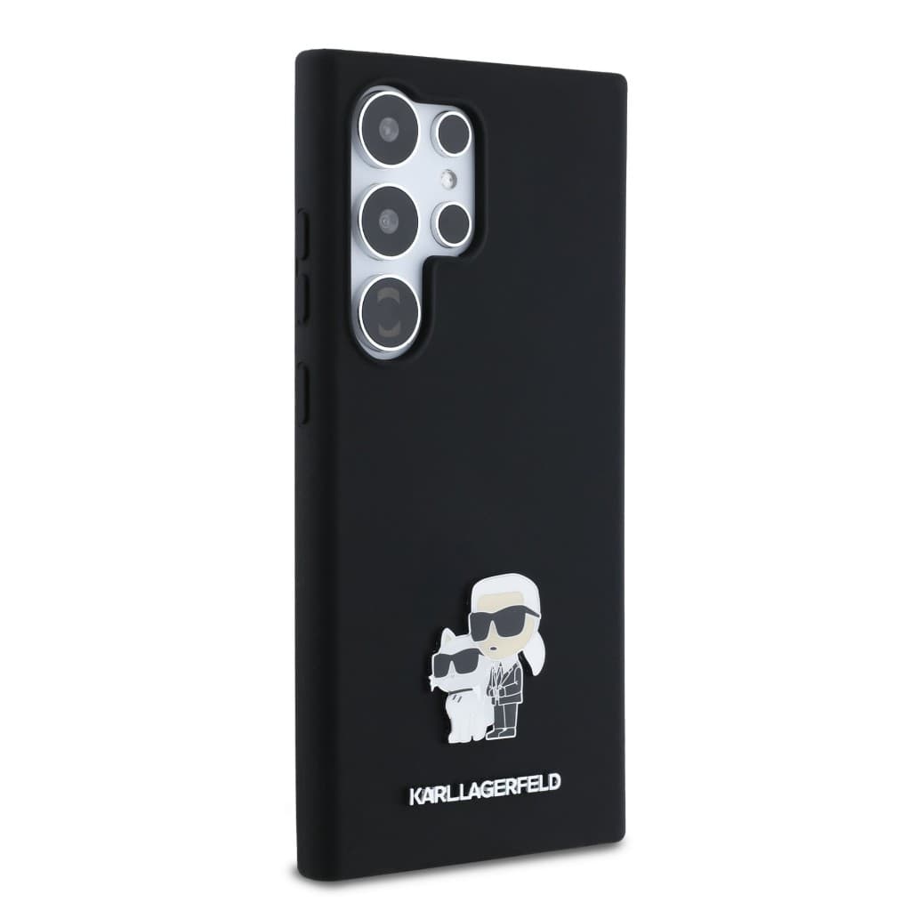 Zadní kryt Karl Lagerfeld Liquid Silicone Metal Karl and Choupette pro Samsung Galaxy S24 Ultra Black - náhled 4
