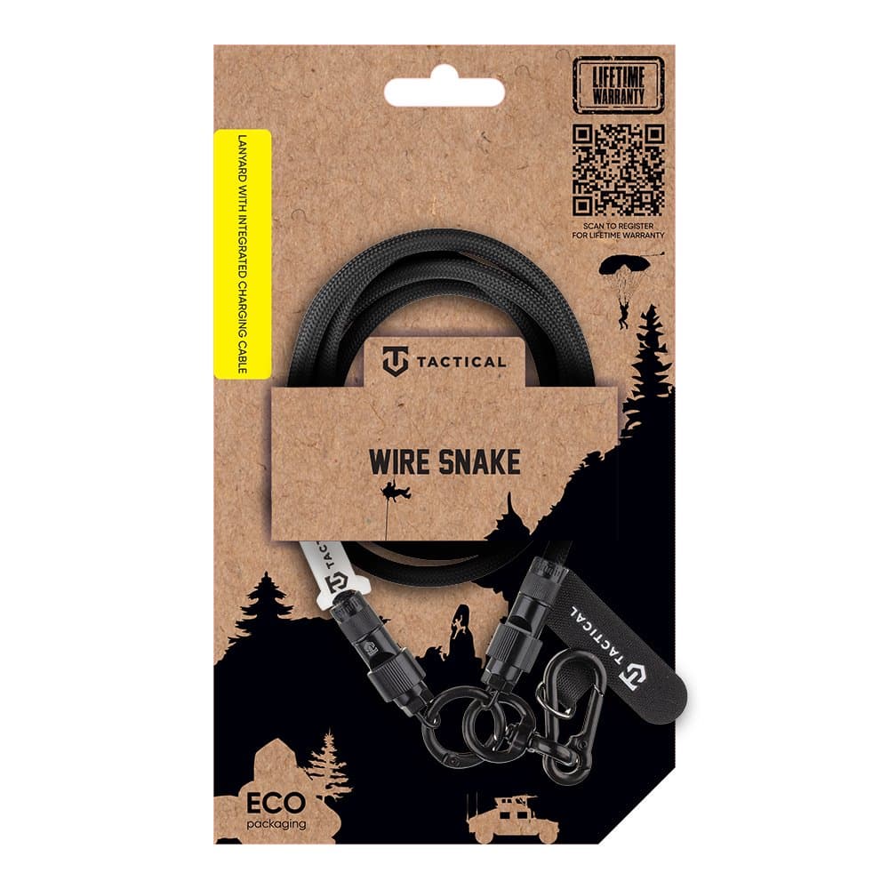 Šňůrka na mobil Tactical Wire Snake s kabelem USB-C 1,2m Black - náhled 4