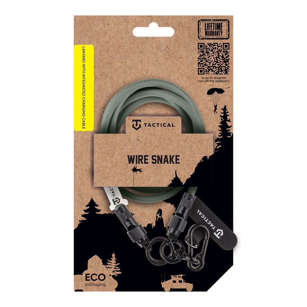 Šňůrka na mobil Tactical Wire Snake s kabelem USB-C 1,2m Green - náhled 4