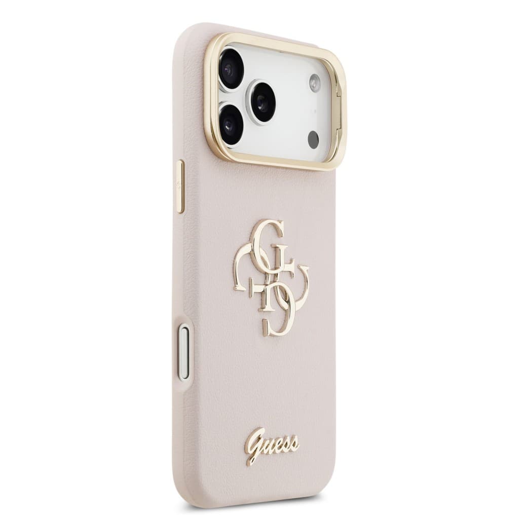 Zadní kryt Guess PU Grained 4G Logo Stand Camera Frame pro iPhone 17 Pro Max Pink - náhled 4