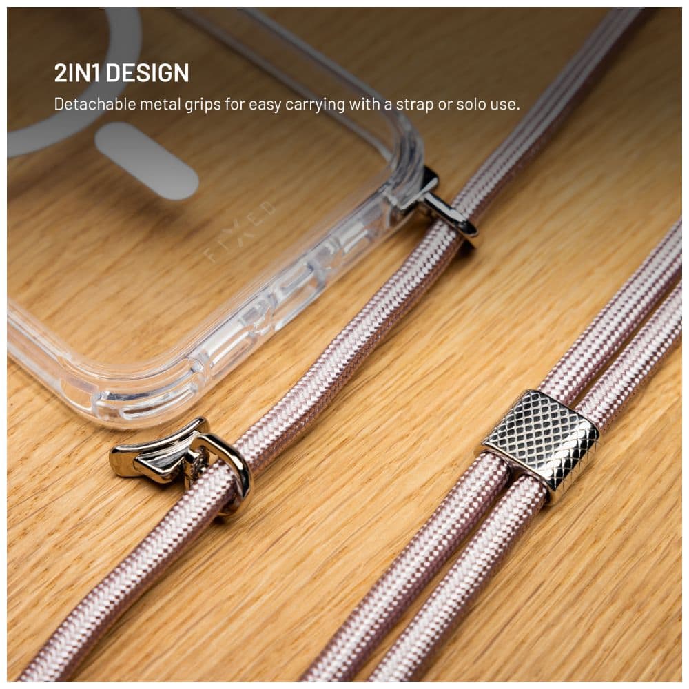 Zadní kryt FIXED MagPure Neck s růžovou šňůrkou na krk pro Apple iPhone Air - náhled 4