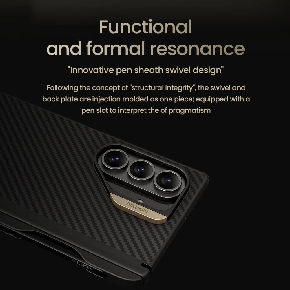 Zadní kryt Nillkin Synthetic Fiber PRO Magnetic Pen Slot pro Samsung Galaxy Z Fold 7 Golden - náhled 4