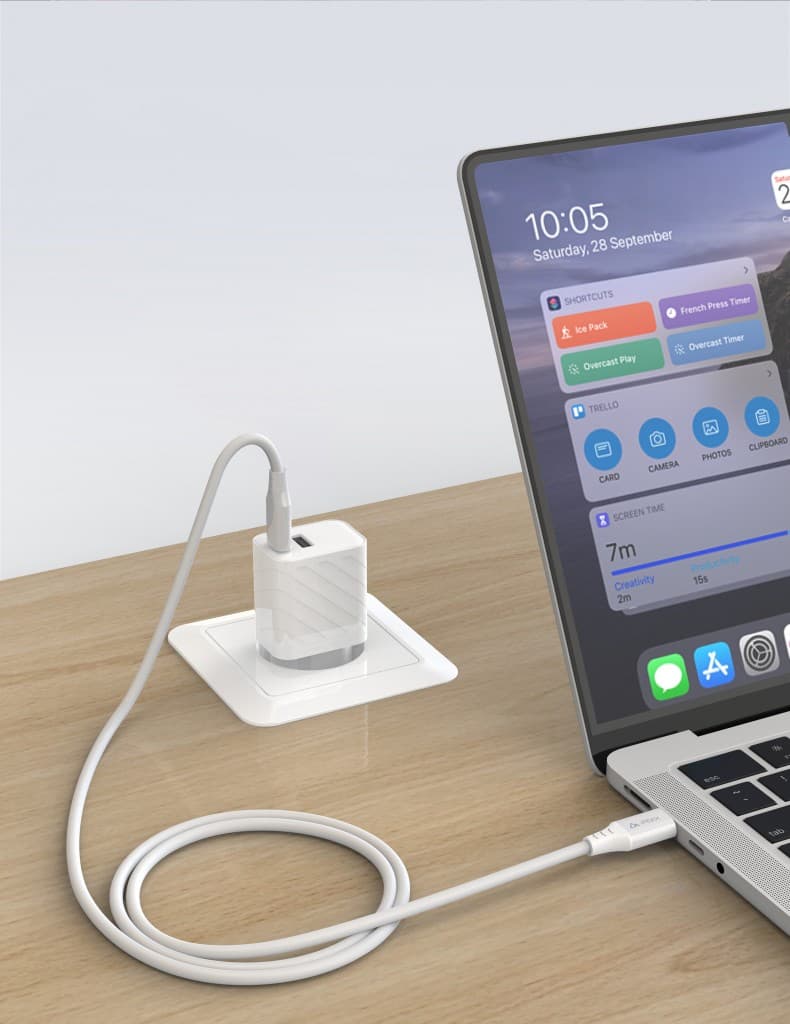 TPU kabel iPeax USB-C - USB-C 1,5m, 5A, 100W bílý - náhled 4