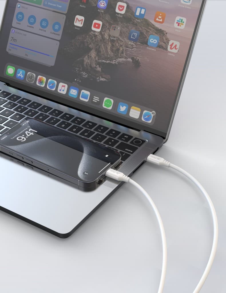 TPU kabel iPeax USB-C - Lightning 1m, USB 2.0 bílý - náhled 4