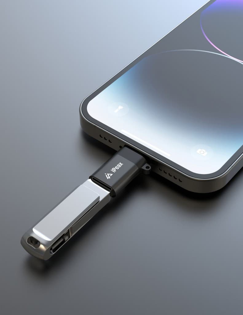 Adaptér iPeax OTG Lightning - USB-A (samice) černý - náhled 4
