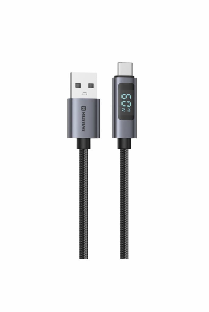 Datový kabel Swissten LCD USB-A - USB-C 1,5 m - náhled 3