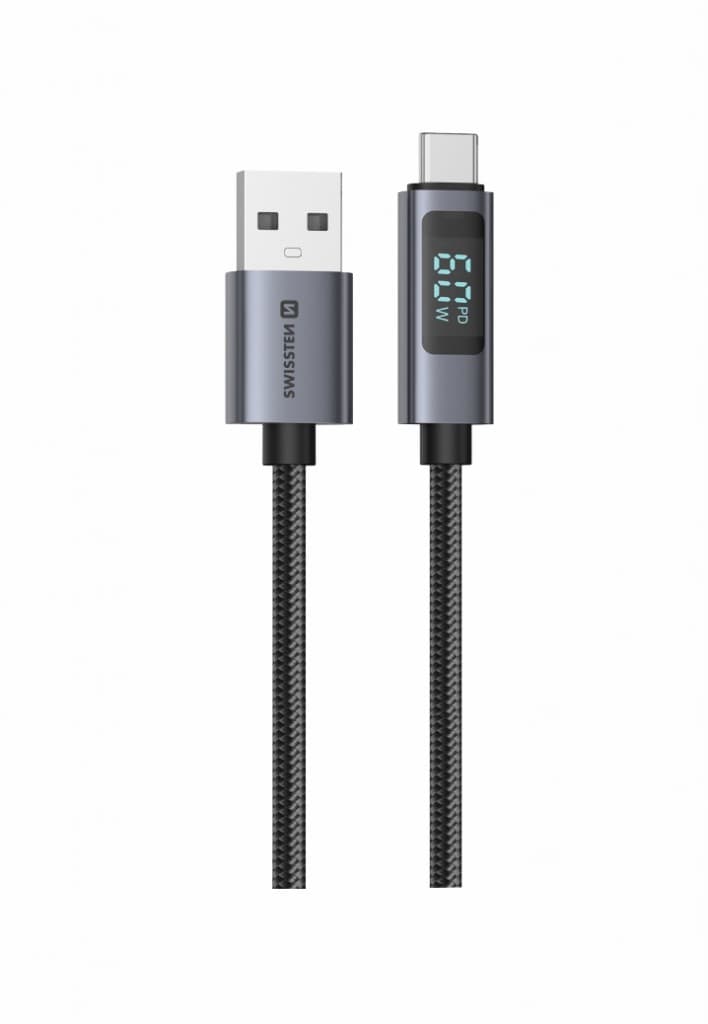 Datový kabel Swissten LCD USB-A - USB-C 1 m - náhled 3