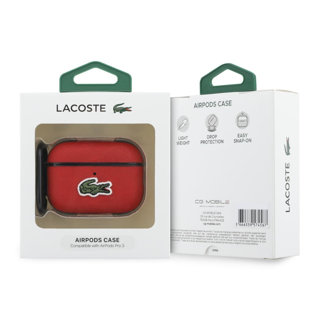 Pouzdro Lacoste Petit Pique Croc Logo Patch pro AirPods Pro 3 Red - náhled 4