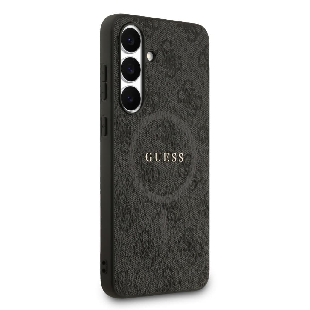Zadní kryt Guess PU Leather 4G Colored Ring MagSafe pro Samsung Galaxy S25 FE Black - náhled 4