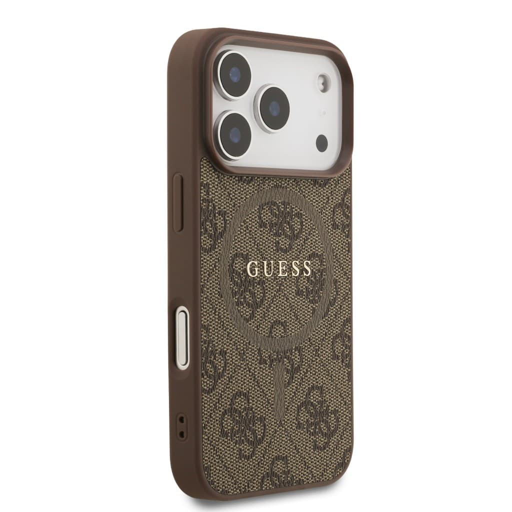 Zadní kryt Guess PU Leather 4G Colored Ring MagSafe pro iPhone 17 Pro Brown - náhled 4
