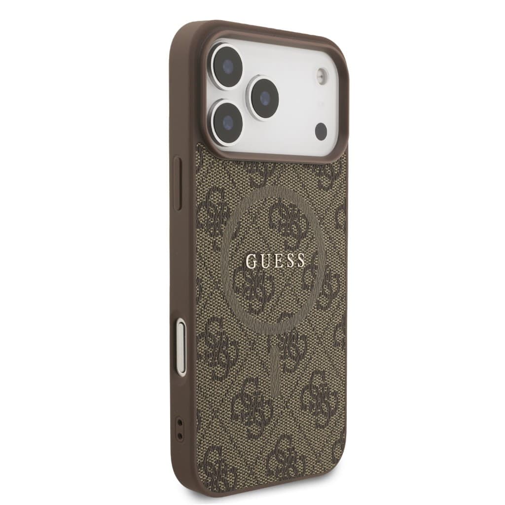 Zadní kryt Guess PU Leather 4G Colored Ring MagSafe pro iPhone 17 Pro Max Brown - náhled 4