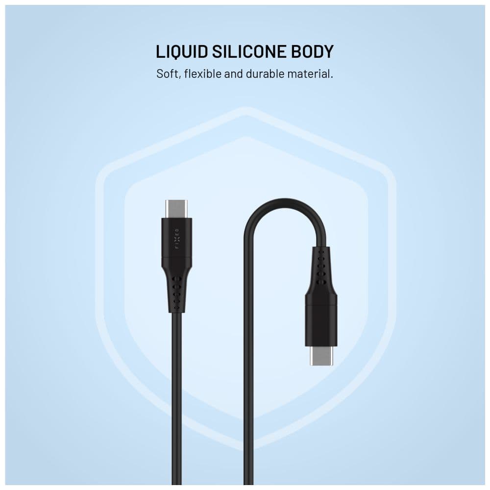 Krátký nabíjecí a datový Liquid silicone kabel FIXED s konektory USB-C/USB-C a podporou PD, 0.3m, USB 2.0, 60W, černý - náhled 4