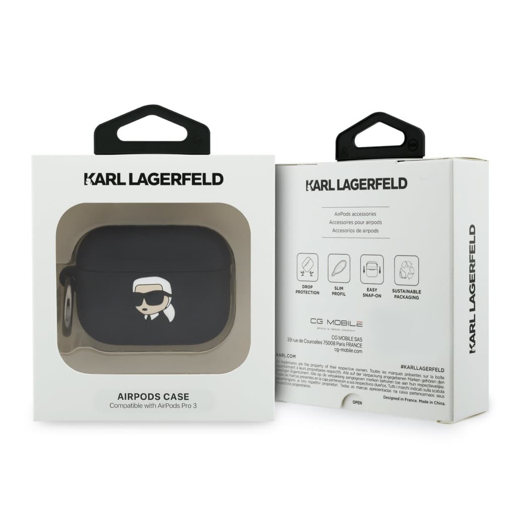 Silikonové pouzdro Karl Lagerfeld 3D Logo NFT Karl Head pro AirPods Pro 3 Black - náhled 4