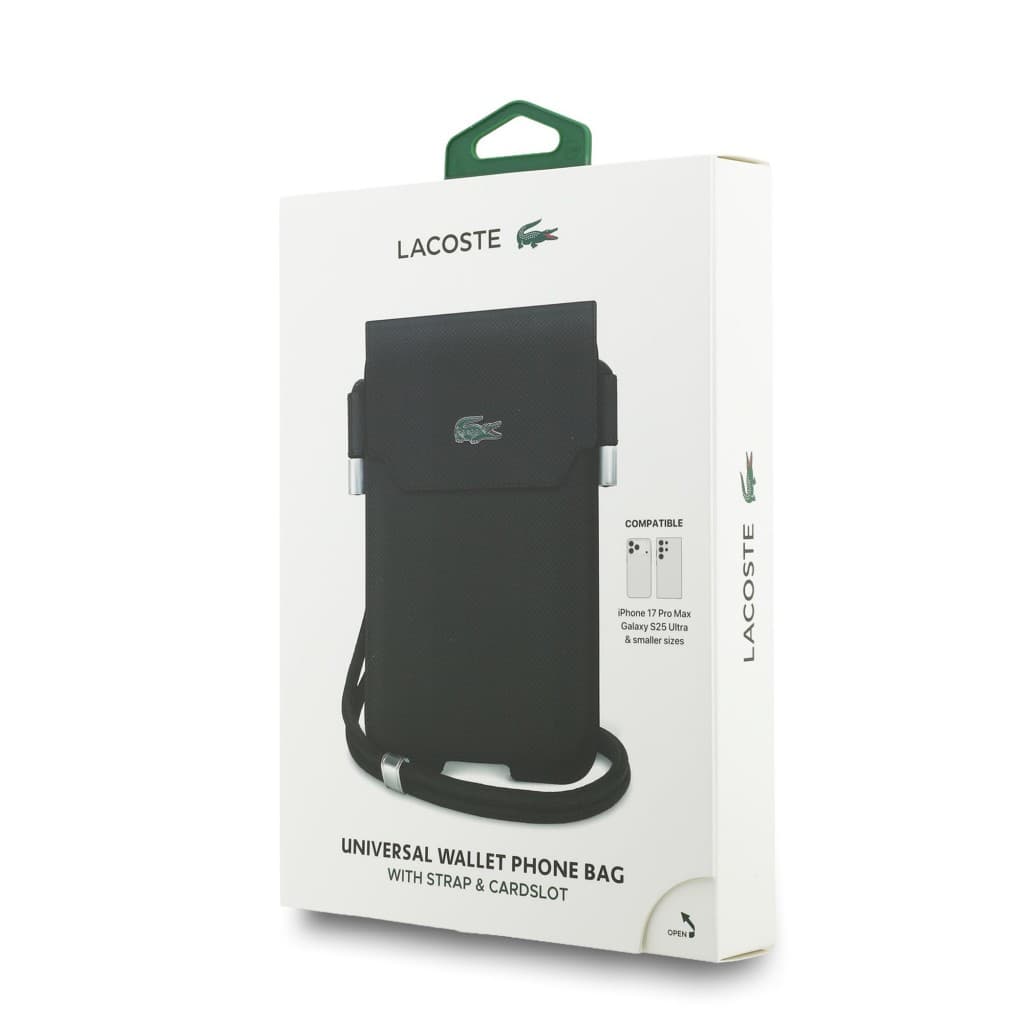 Kabelka na telefon Lacoste PVC Iconic Petit Pique Metal Logo XL Black - náhled 4