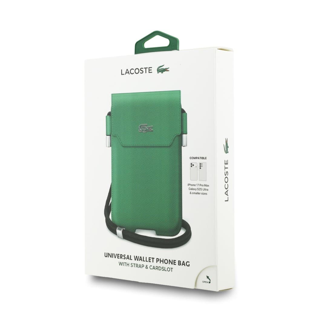 Kabelka na telefon Lacoste PVC Iconic Petit Pique Metal Logo XL Green - náhled 4