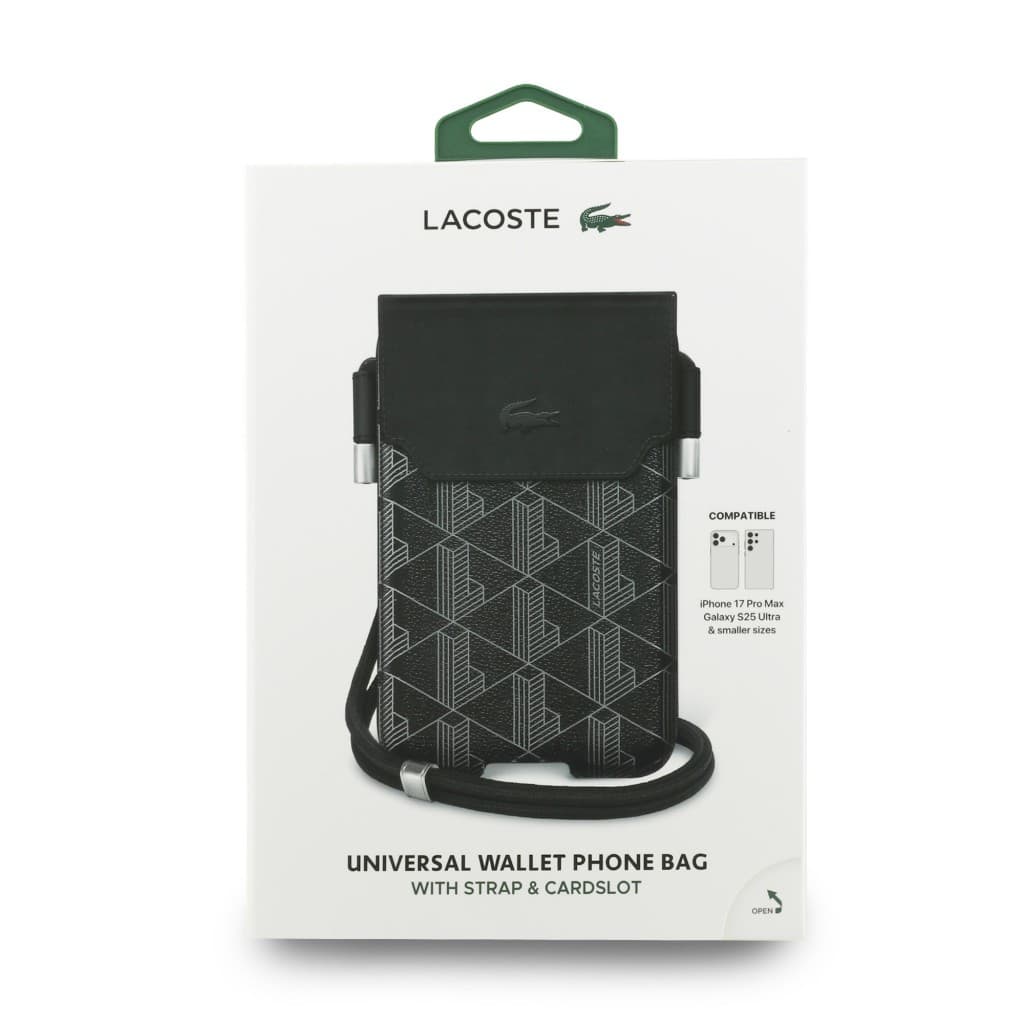 Kabelka na telefon Lacoste PVC Blend Monogram Metal Logo XL Black - náhled 4