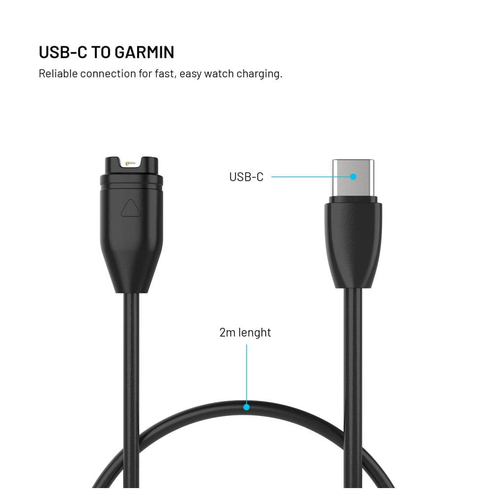 Nabíjecí USB-C kabel FIXED pro smartwatch Garmin Forerunner/Fenix/Venu/Vívoactive/Instinct, 2m, černý - náhled 4
