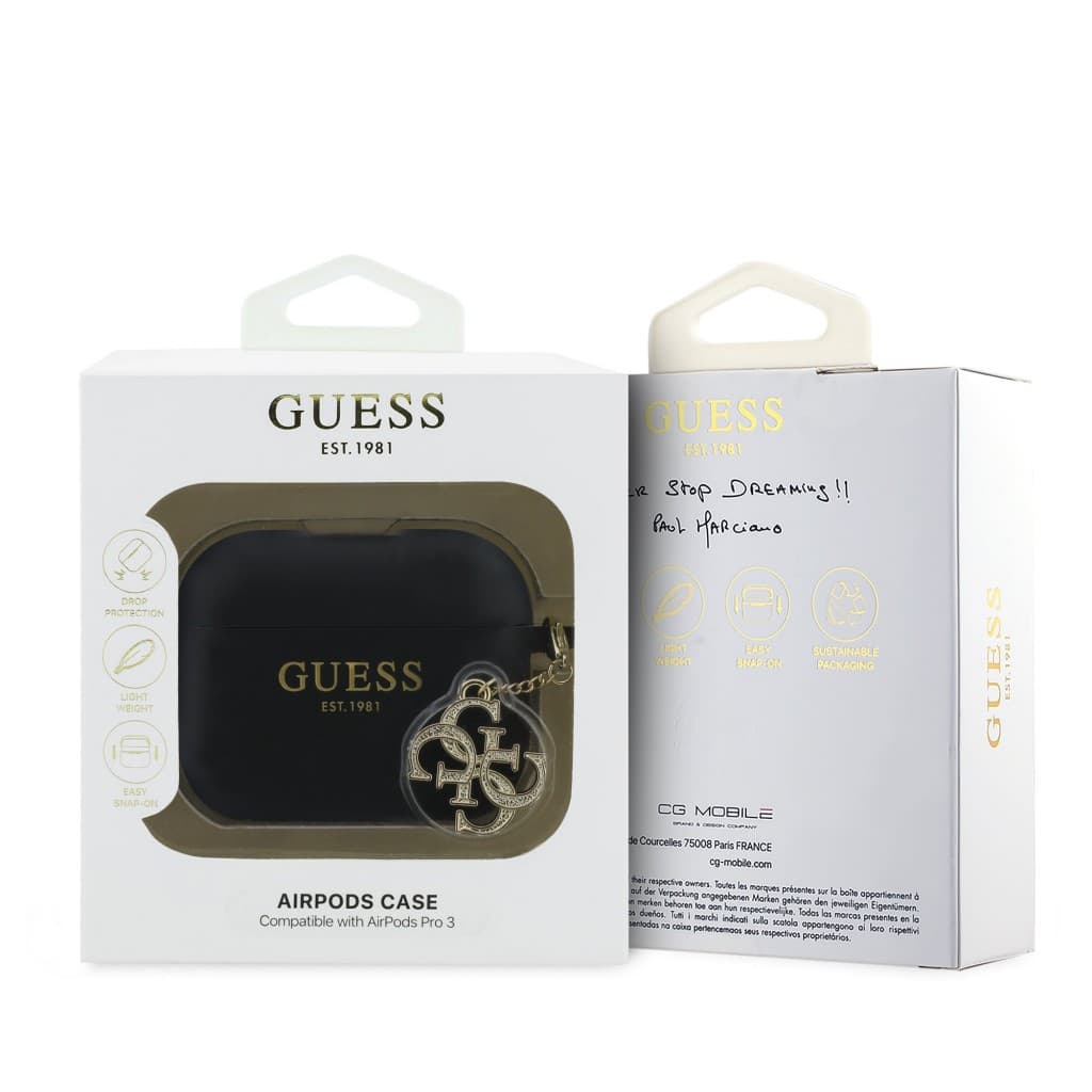 Silikonové pouzdro Guess 4G Charm pro AirPods Pro 3 Black - náhled 4