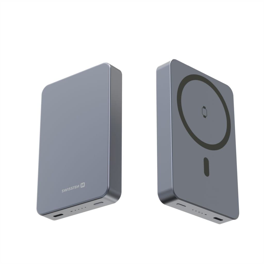 Powerbank Swissten Fusion 10000 mAh s nabíjením Apple Watch (kompatibilní s magsafe) stříbrná - náhled 4