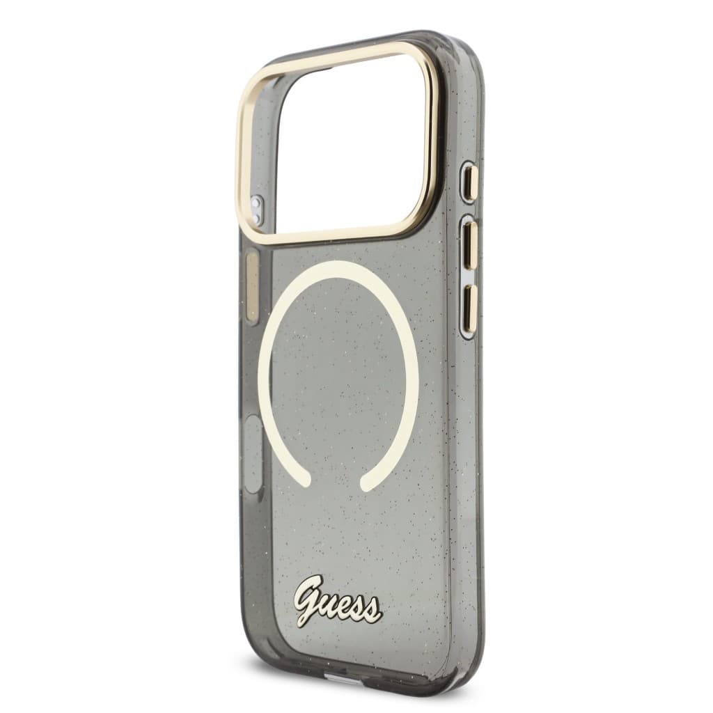 Zadní kryt Guess IML Glitter Script Strap MagSafe pro iPhone 17 Pro Black - náhled 4
