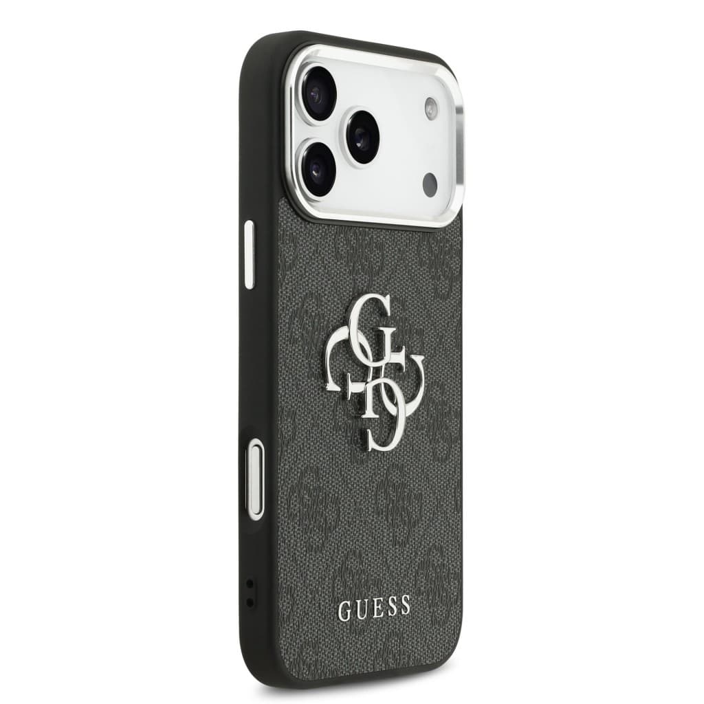 Zadní kryt Guess PU 4G Metal Logo pro iPhone 17 Pro Max Silver Black - náhled 4