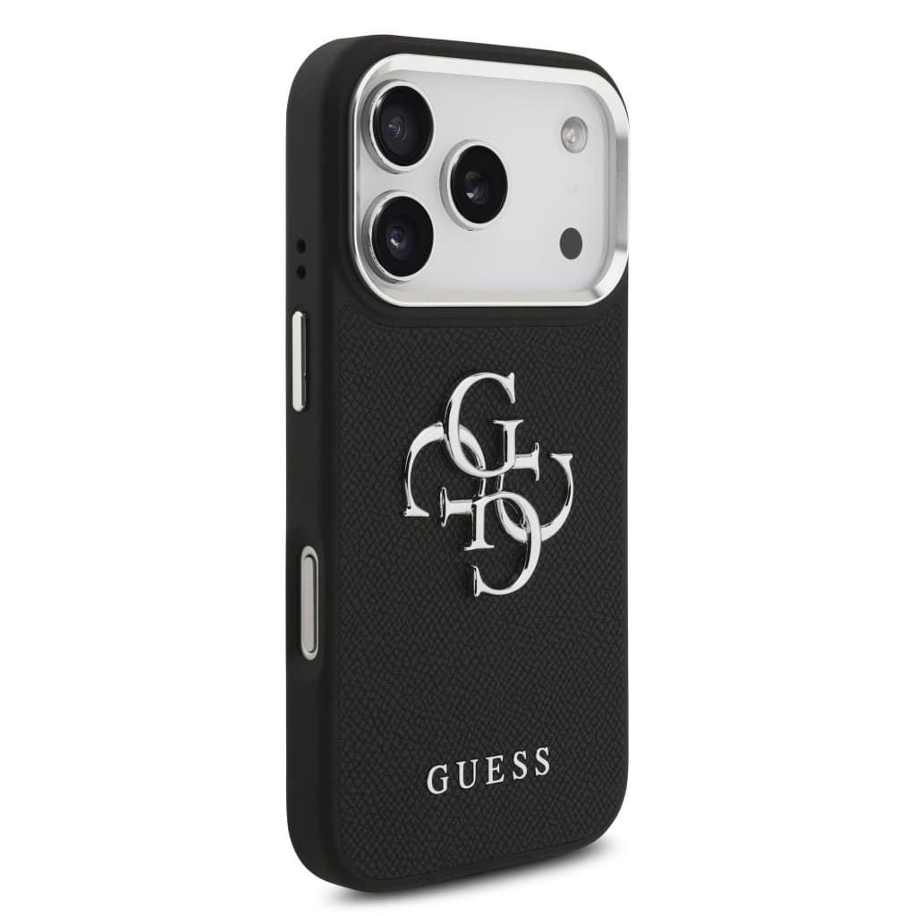 Zadní kryt Guess PU Grained 4G Metal Logo pro iPhone 17 Pro Black - náhled 4