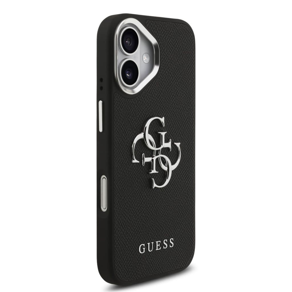 Zadní kryt Guess PU Grained 4G Metal Logo pro iPhone 17 Black - náhled 4