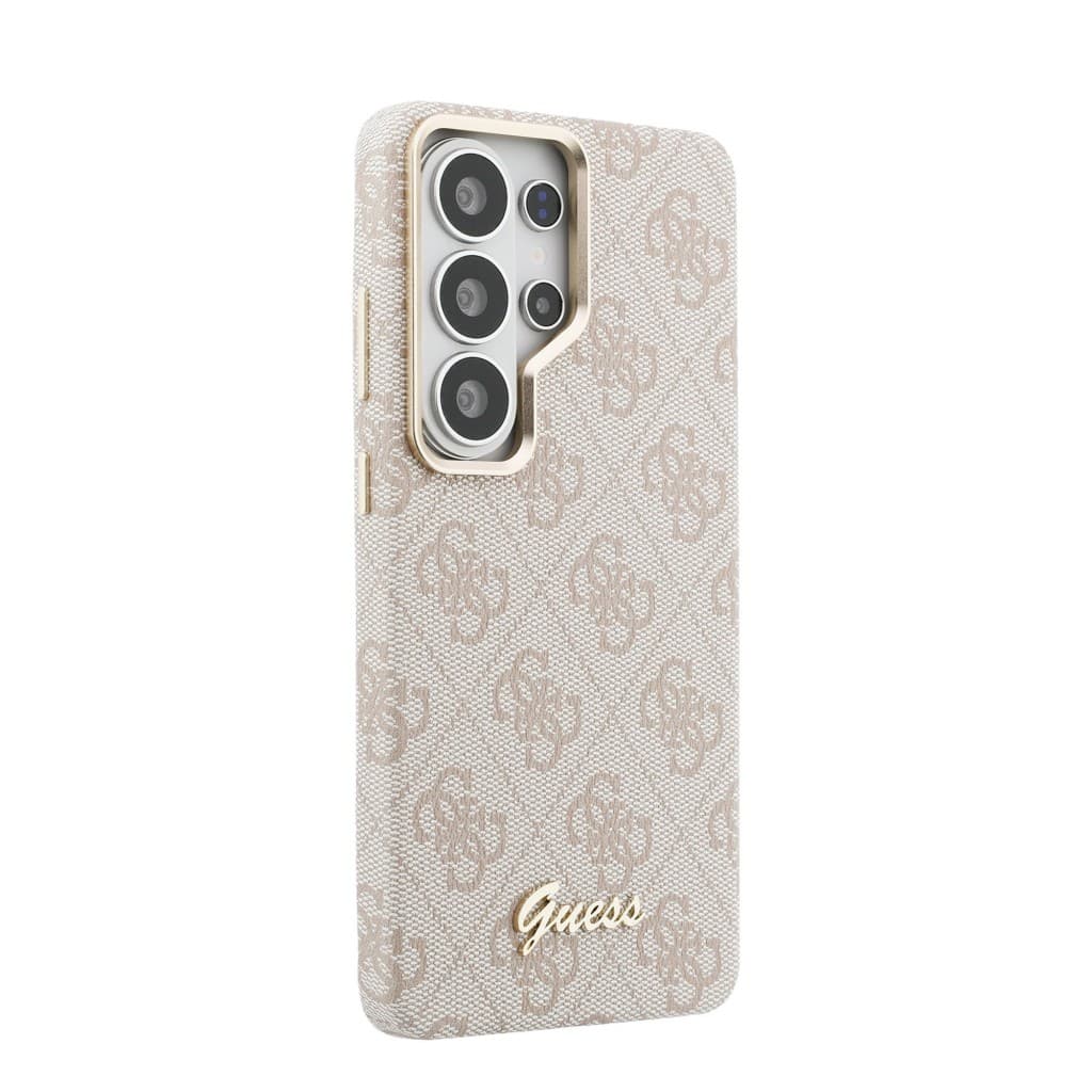 Zadní kryt Guess PU 4G Script Metal Logo Magnetic pro Samsung Galaxy S26 Ultra růžový - náhled 4